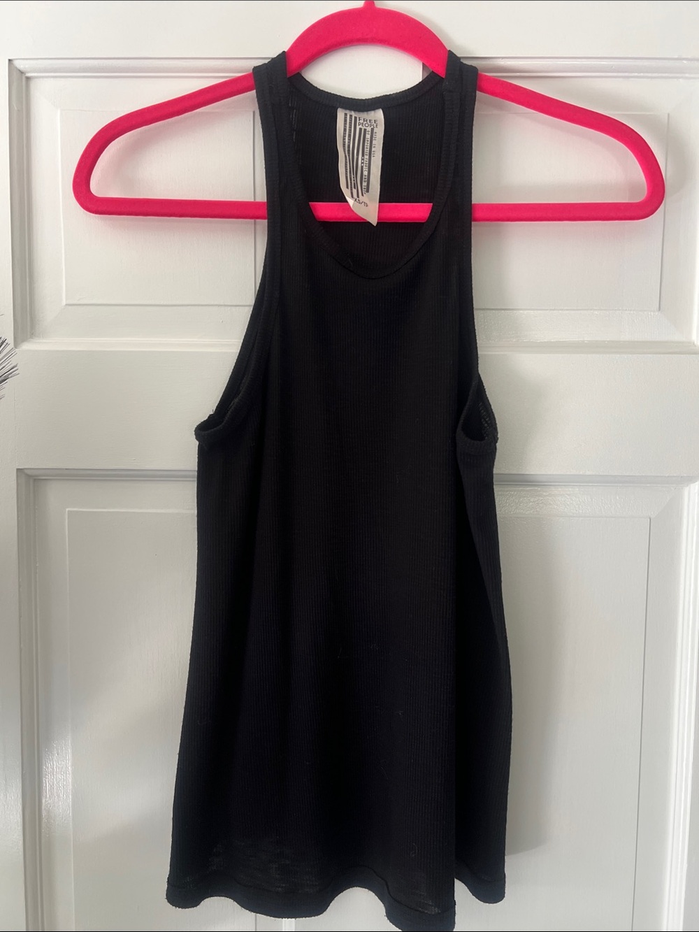 Free People Black Ribbed Tank Top - Racerback